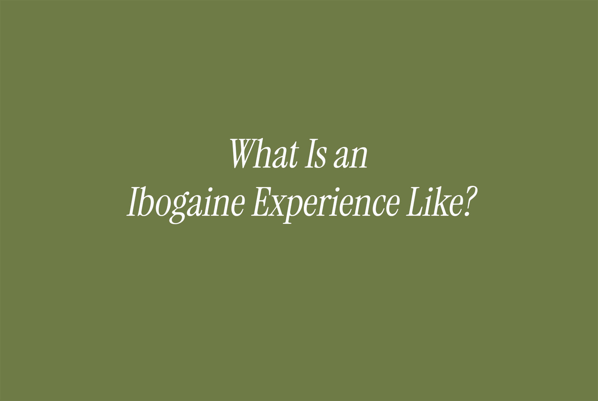 What Is an Ibogaine Experience Like