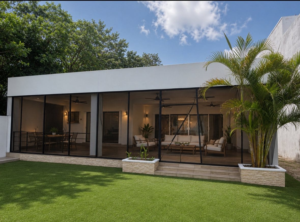 Exterior and private lawn at Iboga Wellness Institute Ocean Sanctuary in Cozumel
