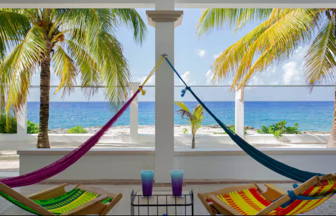 Hammock overlooking the Caribbean Sea at Ocean Sanctuary