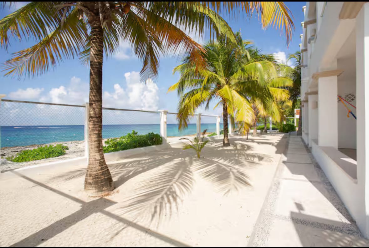 Oceanfront patios at Ocean Sanctuary in Cozumel